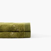 Махровий рушник для душу з бавовни та бамбукової віскози з вишивкою SILVALYS моховий мох