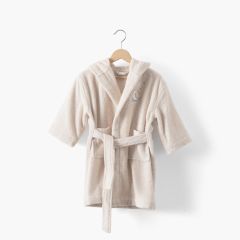 Дитячий махровий халат з каптуром з органічної бавовни із вишивкою BIENVENUE