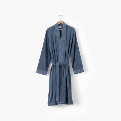 Чоловічий махровий халат з коміром-кімоно DEMILUNE колір синій джинс
