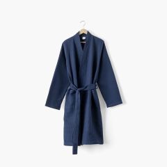 Чоловічий вафельний халат з коміром-кімоно з вишивкою MELCHIOR